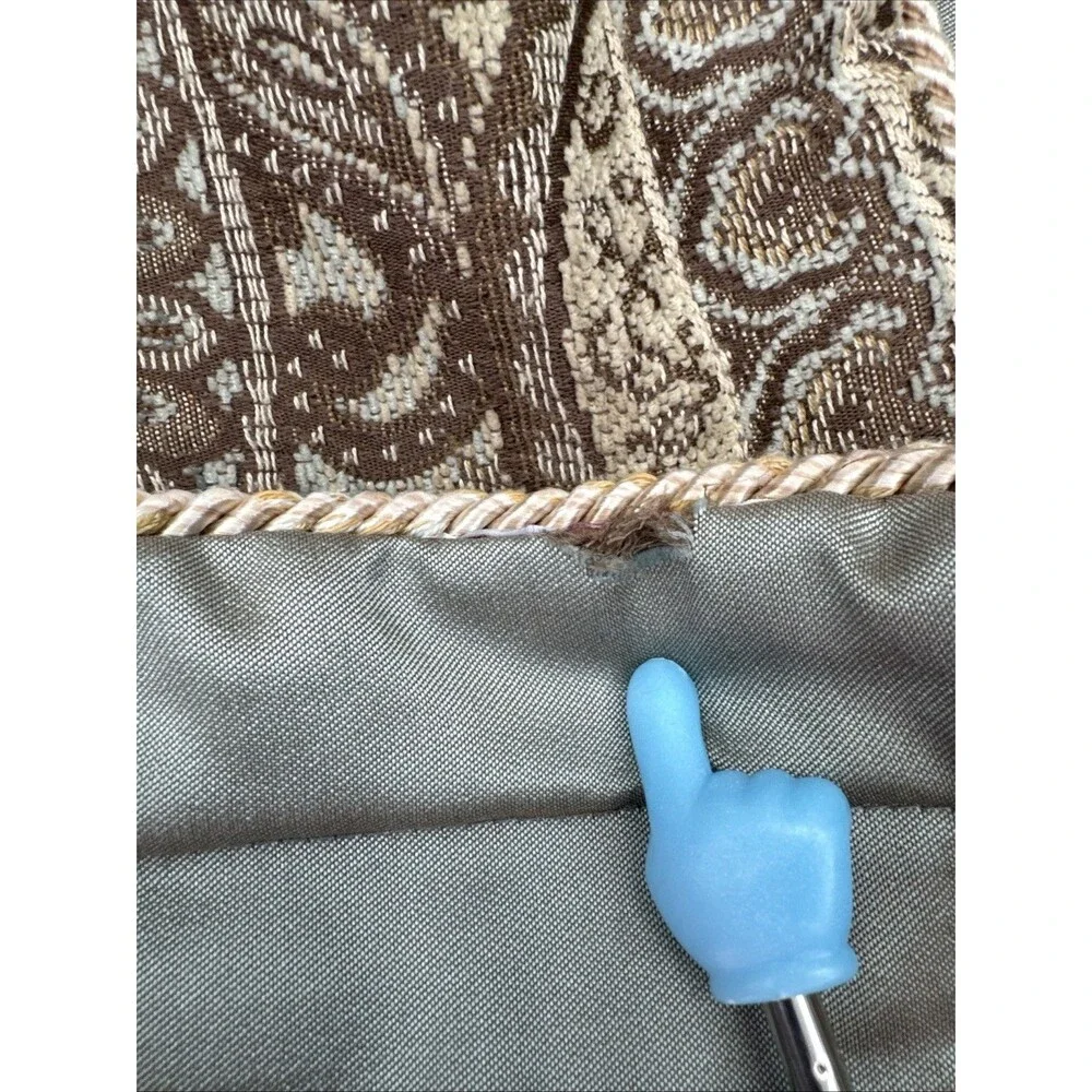 Two CROSCILL Gold Brown Blue Teal King Pillow Shams Baroque Trim Paisley Scroll